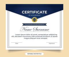 Simple academic certificate design with golden badge and calligraphy Award and Achievement credentials designed for appreciation and honor Certificate document of achievement vector