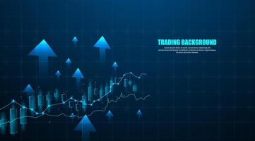 Stock trading charts arrow up graph, money and financial concepts. Abstract business background vector