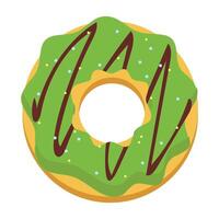 Donut cartoon illustration, Various types of donuts in glaze and chocolate, elements for design of cafe, menu, promo banner. Colorful glazed donut set on white background. vector