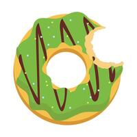 Bitten and half eaten donuts, doughnut pieces. Dessert doughnut bitten. Sweet cake Icon illustration design of cartoon food. Circle doughnut with glazed and cream. half and bite of cake. vector