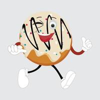 Donut mascot cartoon character illustration,Donut mascot, vintage cartoon styled retro illustration vector