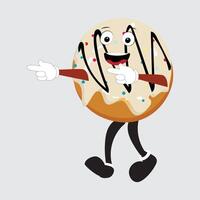 Donut mascot cartoon character illustration,Donut mascot, vintage cartoon styled retro illustration vector