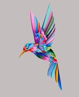 Abstract flying toucan, tropical bird from multicolored paints. Colored drawing. vector