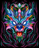 a dragon head with colorful splashes and blots vector