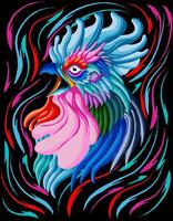 Colorful chicken with Mexican Sombrero with simple gradients. All in a single layer. vector