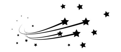 Abstract Shooting stars. shooting stars, falling black star with a powerful trail star on a white background Meteoroid, comet, speed line, motion vortex, asteroid, speed motion line. vector