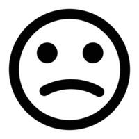 Sad emoji. Sad face icon. illustration. Emojis sad collection and black icon for graphic elements isolated in white background. Unhappy emoticon. vector