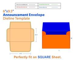 A-10 Announcement Envelope Dieline Template With 3D Design vector