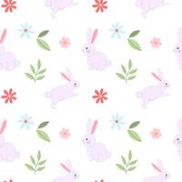 easter seamless pattern with rabbits vector