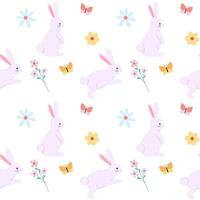 easter seamless pattern with rabbits vector