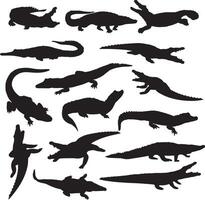alligator silhouettes set of crocodiles and alligators vector