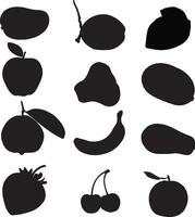 a set of fruit silhouettes on a white background vector