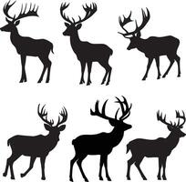 silhouette of a deer with antlers in the woods vector