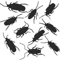 a group of bugs silhouettes on a white background vector