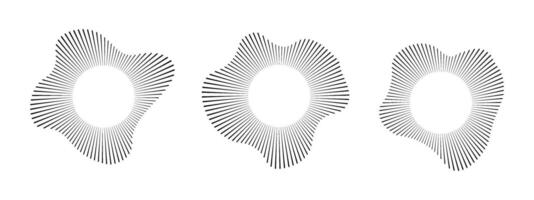 Circular sound wave . Sound lines, radial spectrum, audio equalizers. Circular geometric wavy frame. illustration. vector