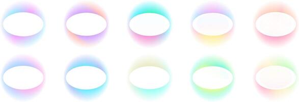 Set of gradient with blur oval frames on black background. Collection of glowing neon colors with aura oval frames for user interfaces. illustration. vector