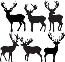 silhouette of a deer with antlers in the woods vector