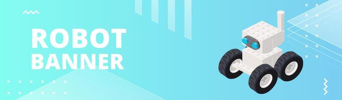 Horizontal banner with a white robot. vector