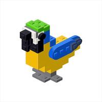Colored parrot in isometry. vector