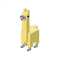 Lama in isometry made from cubes. vector