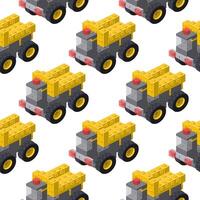 Pattern of dump trucks in isometry. vector