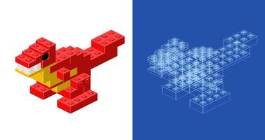 Red dino project for printing and design. vector
