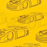 Editable Outline Sporty Cars Vectorized Illustration Seamless Pattern for Creating Background and Decorative Element of Transportation or Car Racing Related Design vector