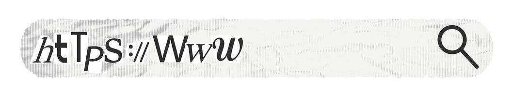 Https web address and navigation bar halftone collage element with cut out of magazine shapes. Trendy modern retro illustration isolated on transparent background vector