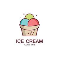 Ice Cream Illustration Logo Template with Simple Concept. vector