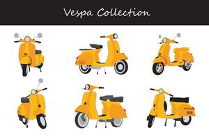 vespa collection. vespa in different poses vector