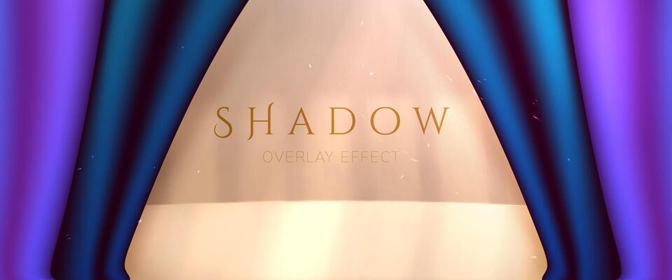 Shadow overlay effect. Award scene with luxury curtains of blue color