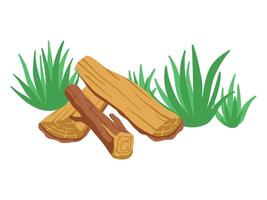 Wood and Grass Element Background Illustration vector