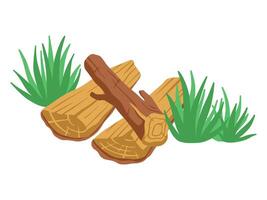 Wood and Grass Element Background Illustration vector