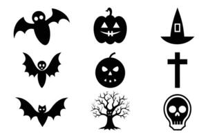Minimalist Halloween Icons and Symbols Art Bundle Set vector