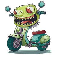 Monster Scooter Fun Joyful Expression and Quirky Design vector