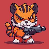 Army Tiger Game Hero Character Design vector