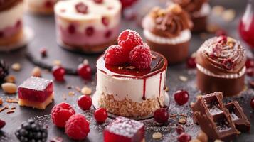 The best-selling and delicious dessert sweets on the table photo