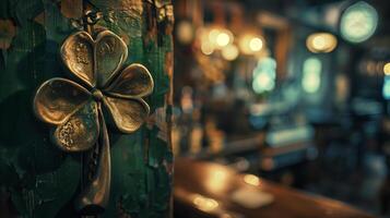 Four Leaf Clover Decoration in a Dirty Irish Bar photo