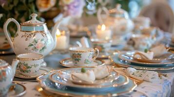 High tea table setting photo