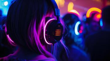 Silent Disco Party with Neon Lights photo