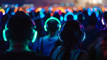 Headphones glowing with different colors photo