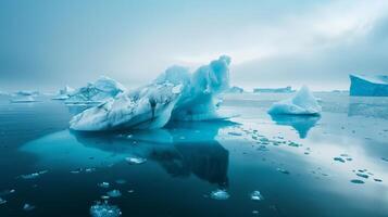 Big pieces of Antarctic ice in ocean. Global warming. photo