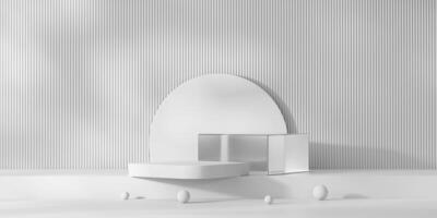 Abstract Minimal White Podium Platform For Product Display Showcase 3D Rendering Background photo