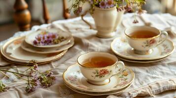 Antique Tea Coasters Add Charm to Classic Tea Setting photo