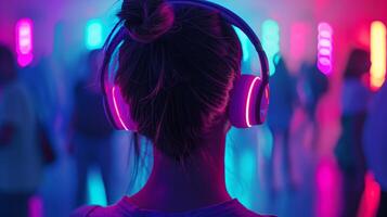 Silent Disco Party with Neon Lights photo