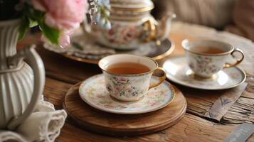Antique Tea Coasters Add Charm to Classic Tea Setting photo