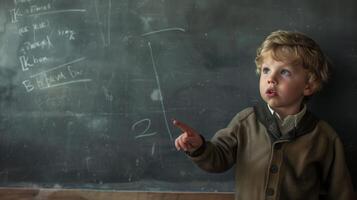 School boy and blackboard photo