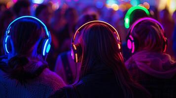 Silent Disco Party with Neon Lights photo