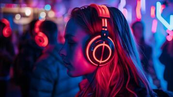Silent Disco Party with Neon Lights photo