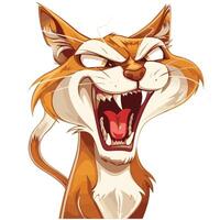 Furious cartoon cat with a wild, angry expression in form vector